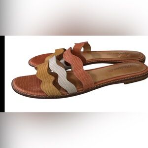 Madewell Joy Wavy Sandals SZ 7 Cognac Brown